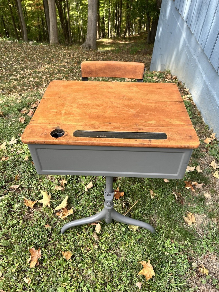 Vintage 1920's Child's “Fashion School Desk” with Inkwell Restored