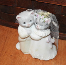 Cat Bride & Groom Ornament, Wedding, 1987 Vintage Kitty Cucumber Schmid