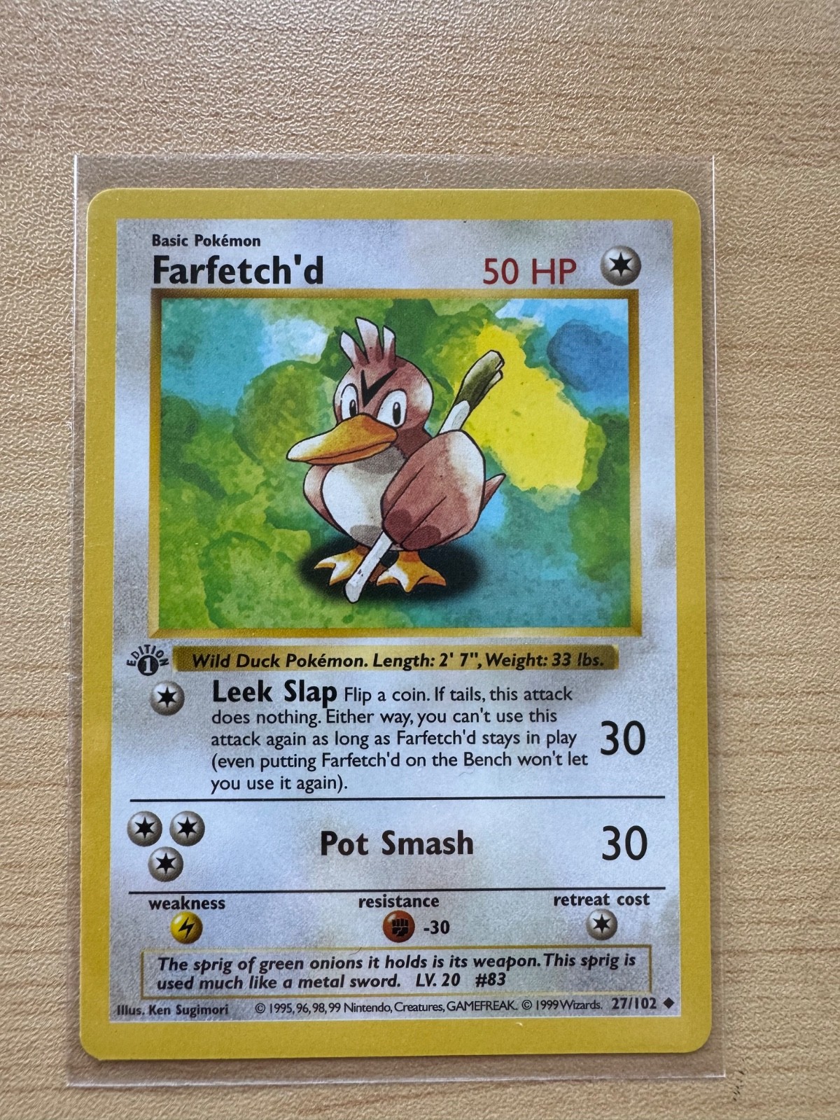 Pokemon Card - Farfetch'd Base Set Shadowless 27/102 1st Edition Uncommon