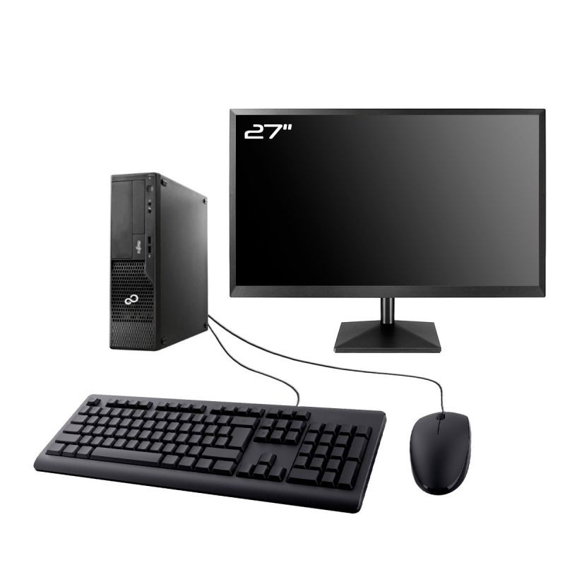 PC Fujitsu E500 E85+ SFF Ecran 27" Intel I7-2600 RAM 16Go SSD 250Go Wifi W11