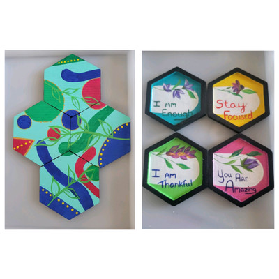 Coaster Set Handpainted 4-Pieces