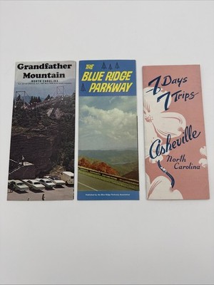 Vintage NC Travel Brochure Lot Asheville Blue Ridge Parkway Grandfather Mountain