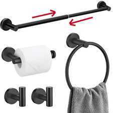 5 Piece Bathroom Bath Hardware Accessories Set Towel Bar Kit Matte Black