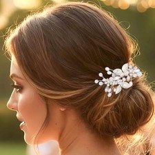 Leaf Bridal Headpiece Pearl Wedding Hair Vine 1 Count Pack of 1 Silver