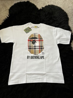 A Bathing Ape BAPE Check By Bathing Ape White Tee Brand New 100% Authentic