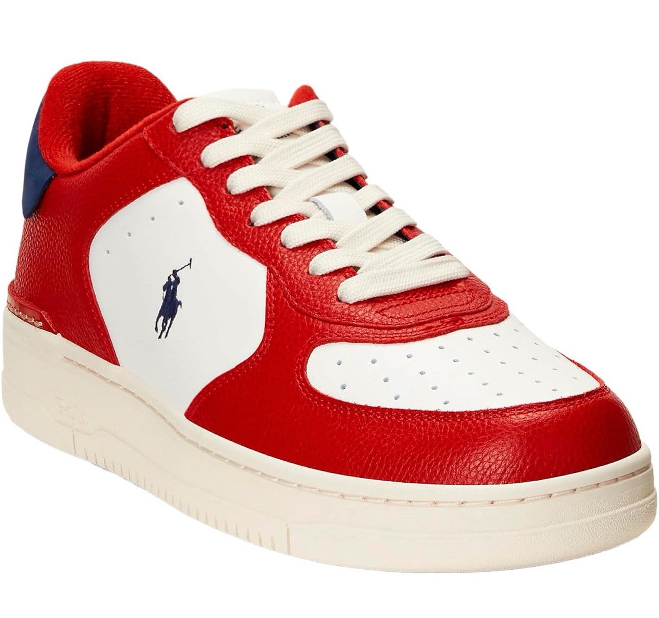 PONY Polo Ralph Lauren Uomo Masters Court Sneakers in Pelle (Rosso Bianco) Taglia 11 5