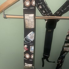 Vtg Nicole Miller Time News Silk Suspenders Newspaper Telephone Calculator