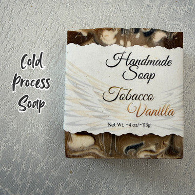 Handmade Natural Tobacco Vanilla Bar Soap, Beauty Bar, Gift For Her or Him