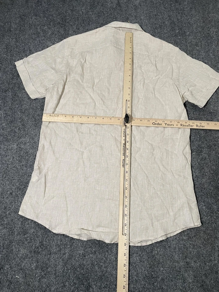 Camisa Rodd & Gunn Para Hombre Pequeña Beige Lino Manga Corta Botón Delantero Ajuste Deportivo Foto 4 de 4