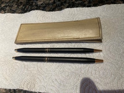 Cross ladies Pen/Pencil Set black leaf pattern with pouch Nice ship tomorrow