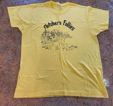 Vintage Single Stitch Screen Stars Yellow T-Shirt Fletcher's Follies Deer Huntin