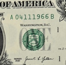 Birthday Note April 11, 1966 Dollar Serial Number Lisa Stansfield US $1 A/B