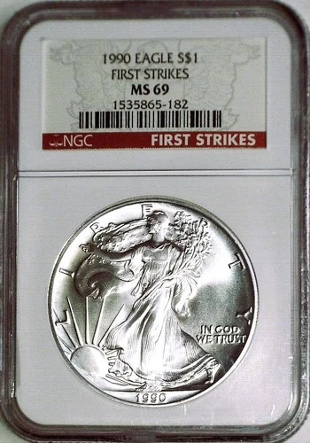 1990 American Silver Eagle First Strikes MS69 NGC Red Label