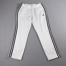 Adidas Track Pants Women Medium White Black 3 Stripe Snap Side Low Rise Retro