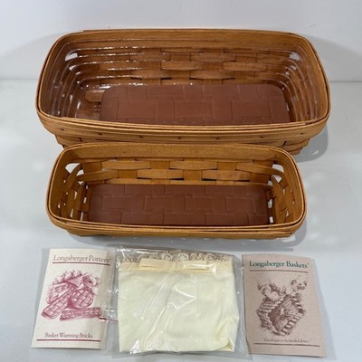 Vintage Longaberger Baskets Set Bread Cracker Warming Bricks Farmhouse 90s