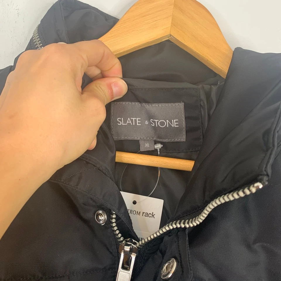 NWT Slate & Stone Black Ripstop Nylon Down Bomber Jacket SIZE XL - Image 4 of 4