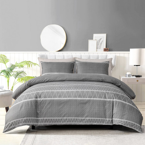 GETIANN Gray Duvet Cover Set Queen Bohemian Comforter Cover Set Full 90"x90"(...