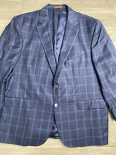 Daniel Cremieux x Loro Piana Blazer Mens 48R Blue Wool Gingham Plaid Jacket