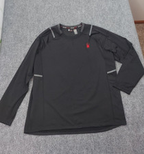 Spyder Active Shirt Mens XL Black Pullover Long Sleeve Crew Neck Athletic Logo