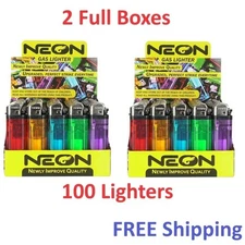 100 Pcs Full Size Disposable Butane Lighter Assorted Colors 50 + 50