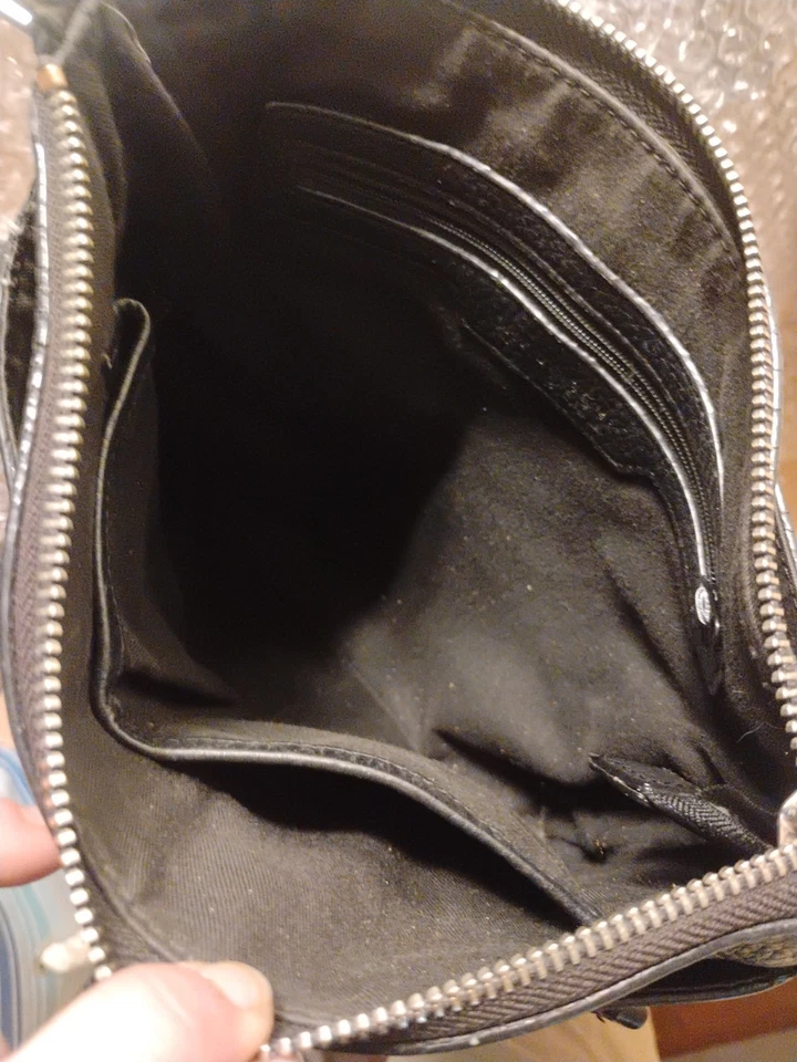 HALOGEN Negro Guijarro Cuero Bandolera Bolso de Mano Suave Delgado 10x10” Nordstrom  Foto 3 de 4