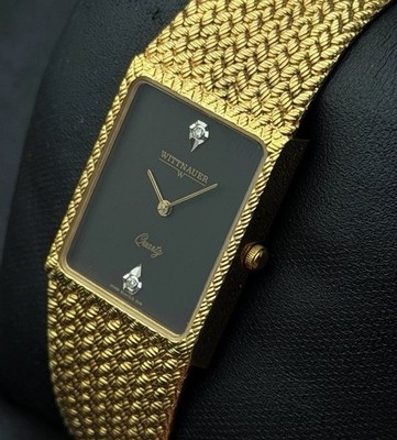 Vtg New 1984 WITTNAUER Tank Diamond Men s Swiss Quartz Watch Gold Case Bracelet