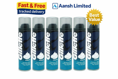 6 Packungen - Gillette Sensitive Rasierschaum 200 ml Rasiercreme Bestes Preis-Leistungs-Angebot - UK