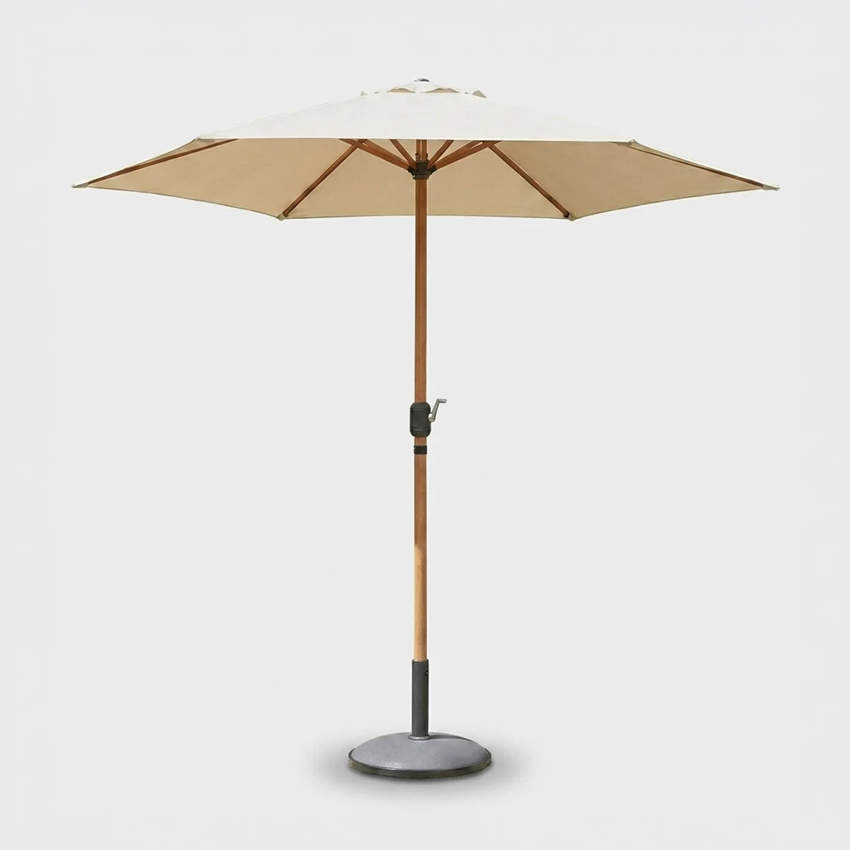 Parasol de jardin rond 3m acier effet bois contre la chaleur