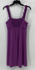 Elle Sleeveless Purple Sleeveless Dress Small Floral Embroidered Accent NWT