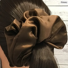 Chocolate Brown Charmeuse Satin XL Scrunchie Hair Tie - 6 inch wide