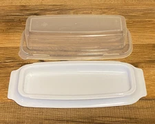 VINTAGE RUBBERMAID - SERVIN SAVER - BUTTER DISH KEEPER W/ WHITE BASE #0477