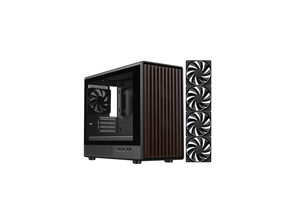 DIYPC DIY-mATX06-Wood Black USB3.0 /Type C Micro ATX Mid Tower Gaming Computer - Image 2 of 4