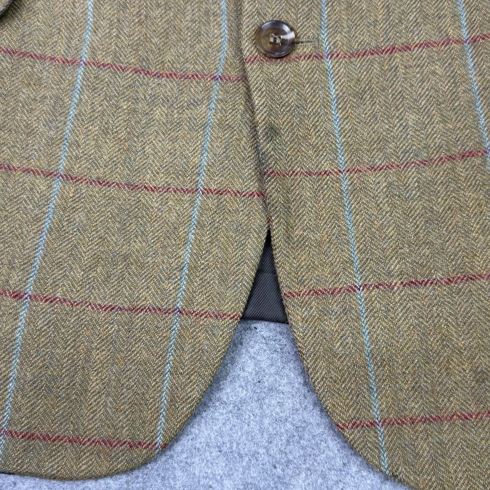 Samuel Windsor Blazer Mens UK 48R Green Check Windowpane Tweed Wool Sport Jacket - Image 4 of 4