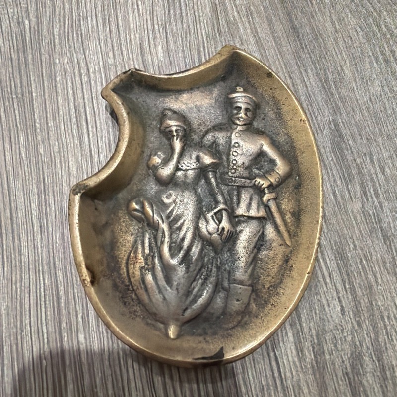 Vintage Brass Novelty Trinket Dish Ashtray Naughty Risque Double Sided