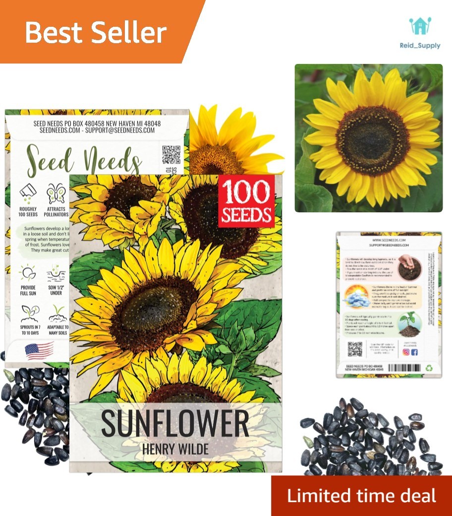 Heirloom Henry Wilde Sunflower Seeds - Attract Pollinators to Your Garden |  eBay