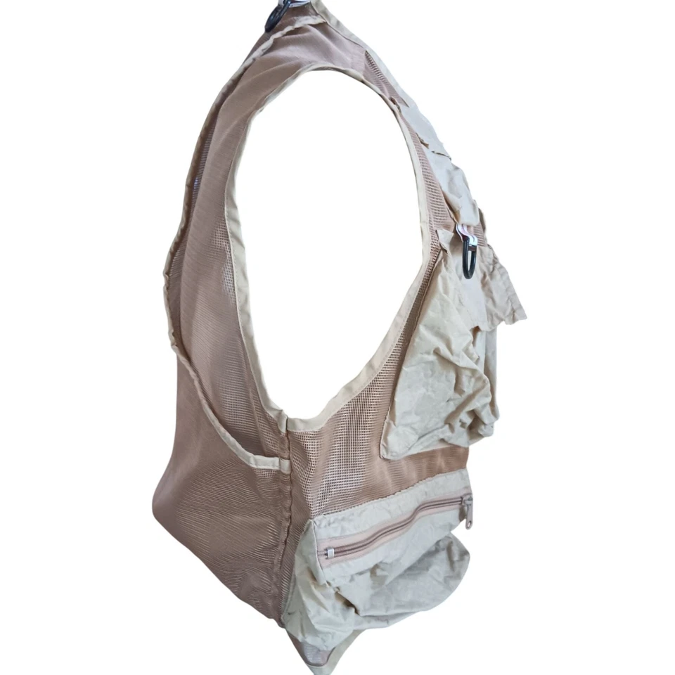 Men's Small Vintage Columbia Fly Fishing Vest Beige Mesh Nylon USA - Image 3 of 4