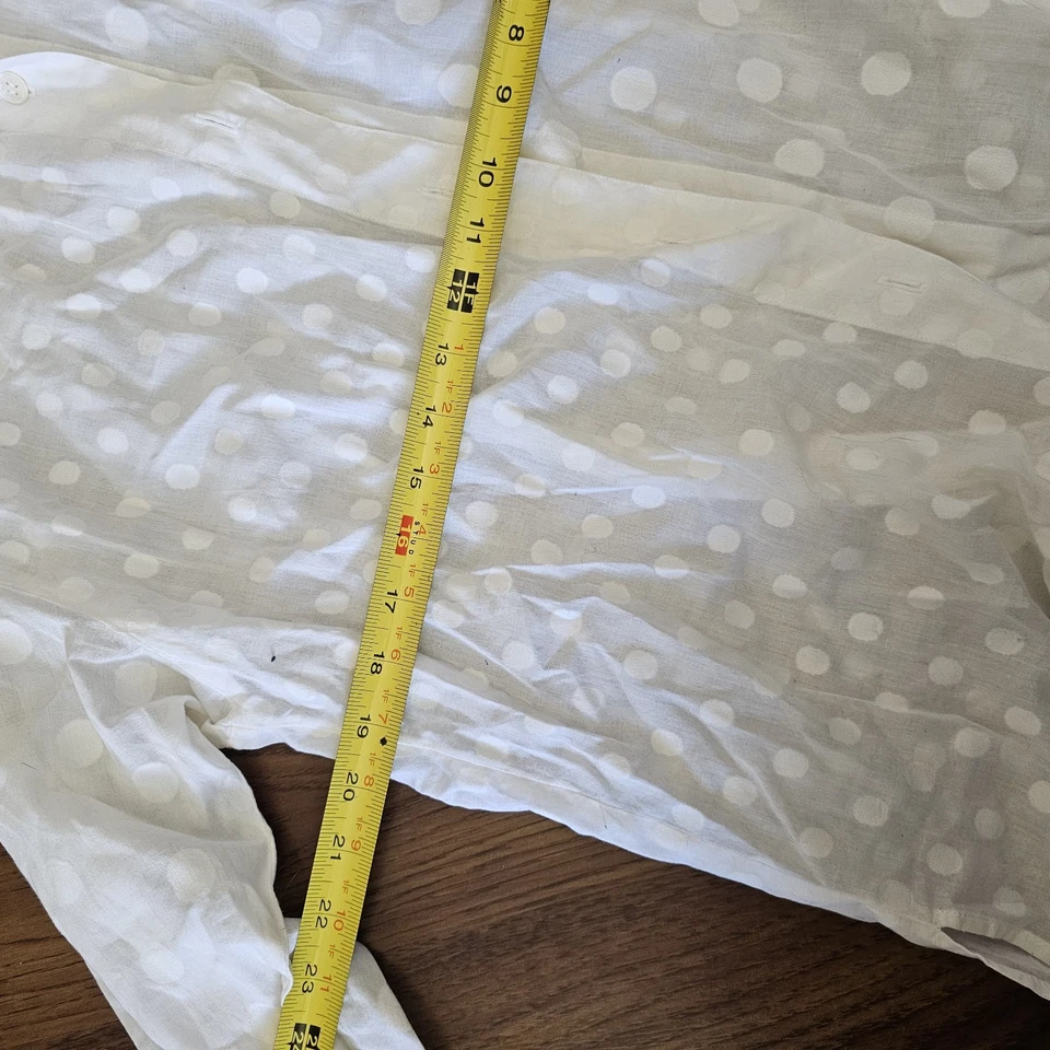 Camisa Top Vintage Anne Klein ll Para Mujer Transparente Con Botones Talla M Blanco Lunares Foto 4 de 4