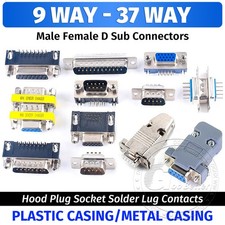 Male Female DB9 D15 DB25 DB37 Connectors Hood Plug Socket Solder Lug Contacts