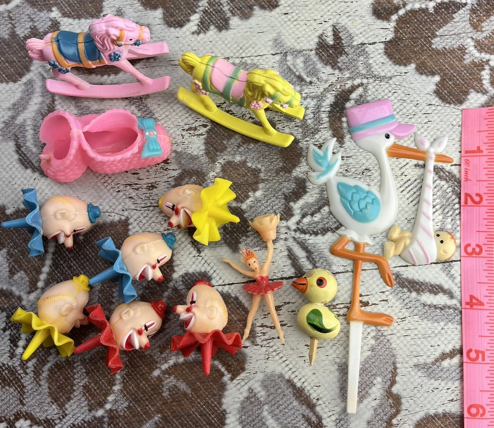 Lote Vintage Pasteles Cupcakes Toppers Selecciones Decoración Cabezas de Payaso, Baby Shower, Niños Foto 4 de 4