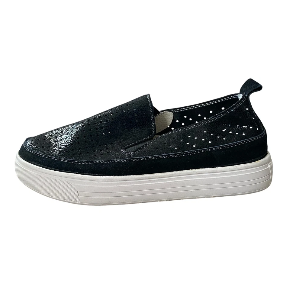 BM Bernie Mev Mujer Negro Con Blanco Suelas de Goma Zapatos Sin Cordones Informales 8-8.5 Foto 3 de 4