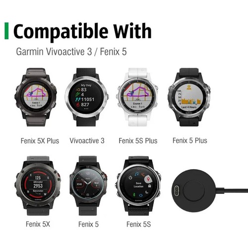Black Charging Cable Dock Charger Adapter USB Charging Garmin Fenix 5/5S/5X Plus - Picture 2 of 3