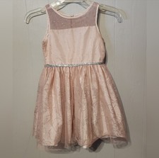 Sweet Heart Rose Dress 6X Girl's Party Pink Tulle Floral Metallic Jeweled B126