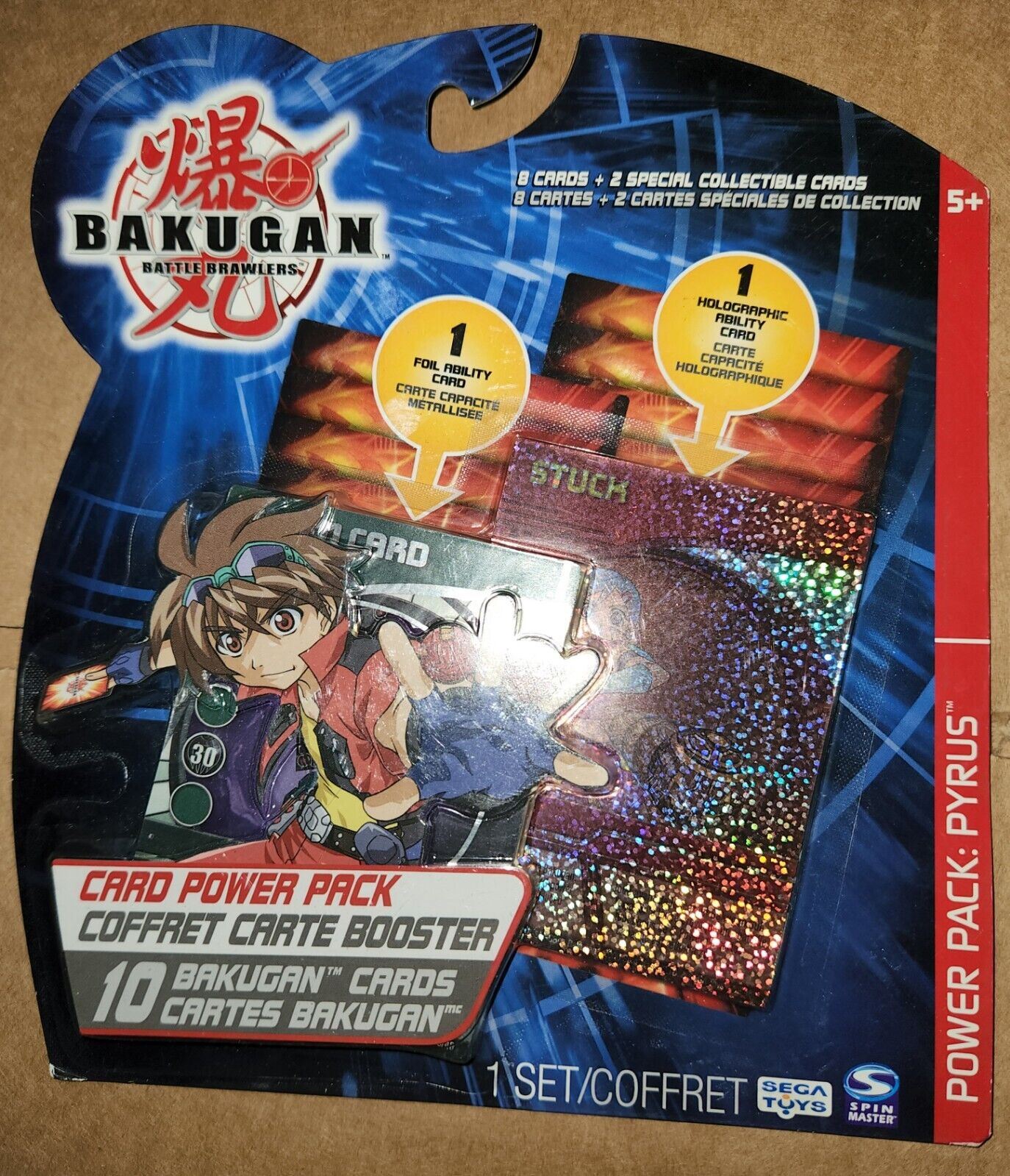 Bakugan New Sealed Foil Doom Card & Holographic Stuck Ability Pyrus Power Pack