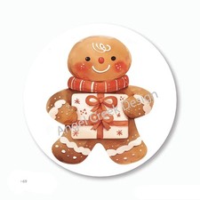 Gingerbread Man with Gift Christmas Favors Envelope Seals Scrapbook Stickers