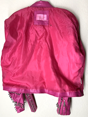 AZALEA WANG Pink SOFI-X Faux Vegan Leather Studded Moto Jacket 1X