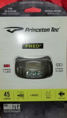 Princeton Tec 3 White, 1 Red LED Bulb, 45 Lumens, Hands-free Flashlight