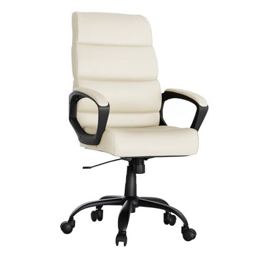Executive Office Chair,Ergonomic Desk Chair, Leather High Back Computer Beige