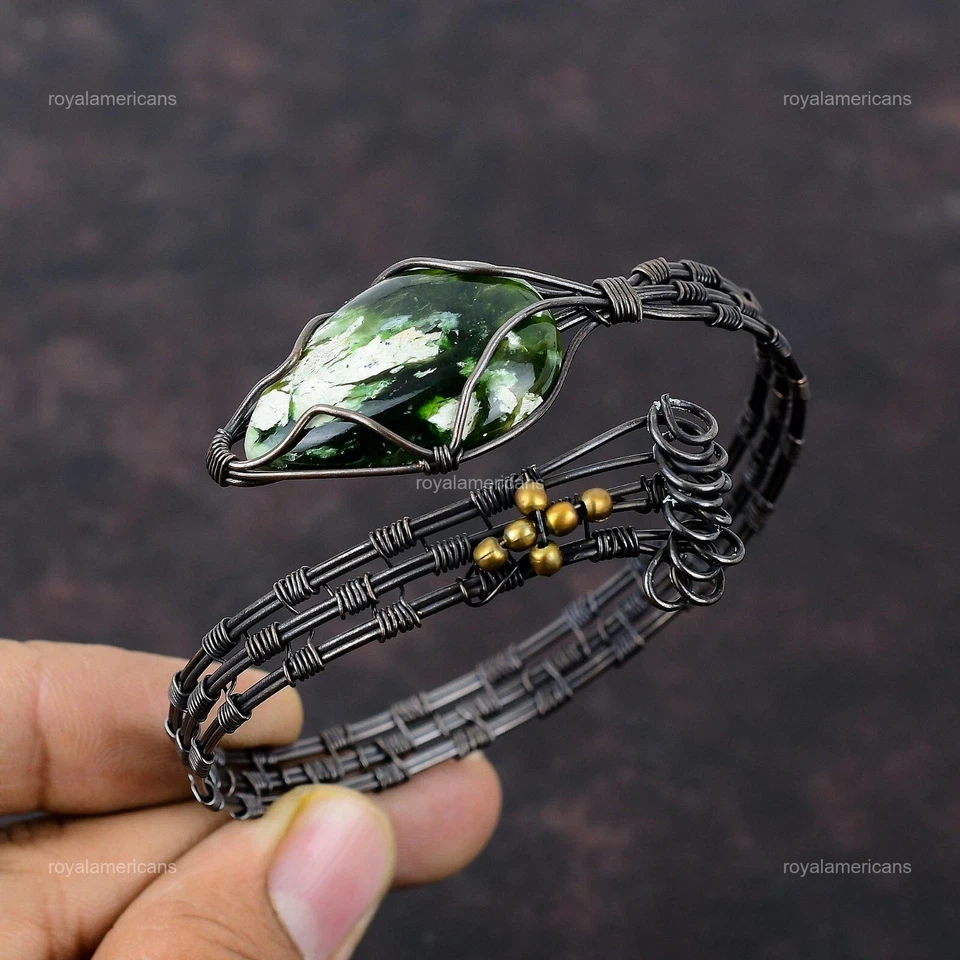 Brazalete ajustable australiano cromado calcedonia cobre regalo alambre envuelto Foto 3 de 4