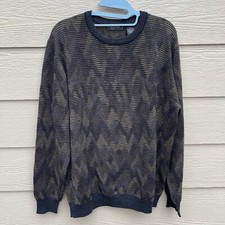 Cotton Reel Men Size M Merino Wool Blend V Neck Sweater Multicolor