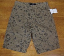 NEW Lucky Brand Boys Sz 10 Beige Map Pattern Bermuda Shorts Org. 42.50